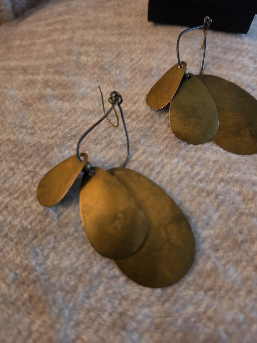 Brushed Brass Teardrop Layered Dangle Earrings